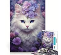 Rompecabezas de Gato Blanco caprichoso de 1000 Piezas Juguete Creativo para desarrollar la Habilidad componentes Resistentes y de Corte Limpio Ideal para Viajar Juego Mental Regalo (50x75cm)