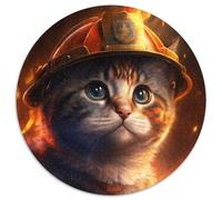 Rompecabezas de Gato Bombero de 1000 Piezas para Adultos, Rompecabezas Redondo de 1000 Piezas, Juego para Adultos, Regalo, Juego Interactivo Familiar, desafío Mental, Regalo, 67,5 x 67,5 cm