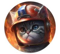 Rompecabezas de Gato Bombero de 1000 Piezas para Adultos, Rompecabezas Redondo de 1000 Piezas, Rompecabezas de Alta dificultad para Adolescentes, 67,5 x 67,5 cm