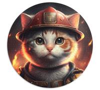 Rompecabezas de Gato Bombero para Adultos, 1000 Piezas, Rompecabezas Redondo de 1000 Piezas, Juego Interactivo Familiar, Apto para Mayores de 14 años, 67,5 x 67,5 cm