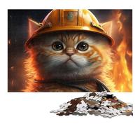 Rompecabezas de Gato Bombero para Adultos,1000 Rompecabezas imposibles para Adultos y Adolescentes,Noche de Juegos en Familia,Idea de Regalo para estimular el Cerebro,26 x 38 cm