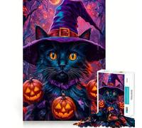Rompecabezas de Gato Bruja,1000 Piezas,Juego de Habilidad Mental,Corte láser, Tiempo Tranquilo,Ejercicio Mental en casa (50x75cm)