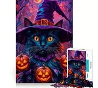 Rompecabezas de Gato Bruja para Adolescentes,1000 Piezas,Juego para desarrollar la Mente,Cortado con láser para un Tiempo de relajación Ejercicios mentales en casa (38x52cm)