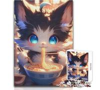 Rompecabezas de Gato Comiendo Espaguetis para Adultos, 1000 Piezas, Aprendizaje Interactivo, Actividad Divertida, Regalo conmovedor e inolvidable, tamaño 38x52cm