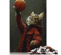 Rompecabezas de Gato con Baloncesto, 1000 Piezas (75 x 50 cm), cartón 100% Reciclado, Ideal para niños y Adultos a Partir de 12 años. Regalo para el Día del Padre.