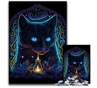 Rompecabezas de Gato con luz Negra para Adultos, 1000 Piezas, Ideal para Decorar, Regalo de cumpleaños, 50x75cm/19,68x29,52 Pulgadas.