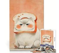 Rompecabezas de Gato con Sombrero de Rebanada de Pan Tostado para Adultos,1000 Piezas,para estimular la Memoria,pasatiempo Relajante,tamaño Perfecto,Regalo Festivo (38x26cm)