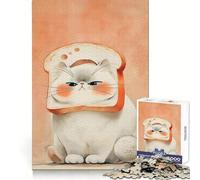 Rompecabezas de Gato con Sombrero de Rebanada de Pan Tostado para Adultos,1000 Piezas,para Practicar el razonamiento,pasatiempo Tranquilo,Bordes de Primera Calidad, Navidad (50x75cm)