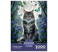 Rompecabezas de gato de bosque noruego de 1000 piezas, rompecabezas de luna llena, juego educativo, juguete desafío, 100 % cartón reciclado, para adultos y niños, 38 x 26 cm, 1000 unidades