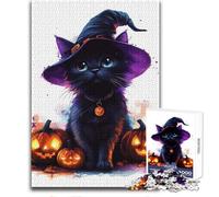 Rompecabezas de Gato de Halloween con Calabazas, 1000 Piezas, Juego Educativo de concentración, conmovedor, tamaño 50x75cm