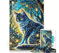 Rompecabezas de Gato del Bosque Místico para Adultos, 1000 Piezas, Juguete de Lógica Fuerte, Juego Relajante, Bordes Transparentes, Regalo Artístico (38x52cm)