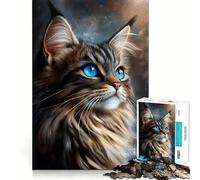 Rompecabezas de Gato del Bosque Noruego con Ojos Azules para Adolescentes, 1000 Piezas, Juguete Intelectual, Escape Tranquilo, Corte de Calidad, Regalo de Temporada (50x75cm)