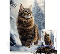 Rompecabezas de Gato del Bosque Noruego en Invierno para Adolescentes, 1000 Piezas, para estimular la Memoria, Juego de Mesa, Montaje de imágenes, Regalo navideño (50x75cm)