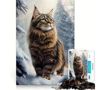 Rompecabezas de Gato del Bosque Noruego en Invierno para Adolescentes, 1000 Piezas, para estimular la Memoria, Juego de Mesa, Montaje de imágenes, Regalo navideño (50x75cm)
