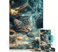 Rompecabezas de Gato durmiendo bajo el Agua para Adolescentes, 1000 Piezas, Juguete Inteligente, Tiempo Libre, Corte preciso, Regalo de Temporada 38x26cm