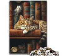 Rompecabezas de Gato durmiendo en estantería de 2000 Piezas para Adultos y Adolescentes Un Juego desafiante Ideal para Regalar a Toda la Familia (70x100cm)