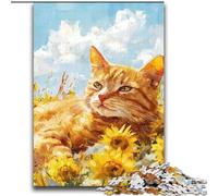 Rompecabezas de Gato durmiendo en un Campo de Girasoles (2000 Piezas) para Adultos Diversión en casa para armar Patrones, Regalo de cumpleaños o de Viaje (70x100cm)
