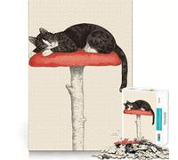 Rompecabezas de Gato durmiendo sobre una Seta, 1000 Piezas, para Adolescentes, para Mejorar la Memoria, Relajante, Divertido, con Corte preciso, Pieza de colección 38x26cm