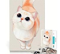 Rompecabezas de Gato en Acuarela con Grandes Ojos Azules para Adolescentes 1000 Piezas Divertido y Estimulante componentes Resistentes y de Corte Limpio Actividad para Compartir en Familia (50x75cm)