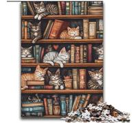 Rompecabezas de Gato en la estantería para Adultos, 2000 Piezas, Apto para Mayores de 14 años, Ideal para Decorar la Pared, cumpleaños (70x100cm)