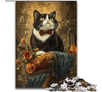 Rompecabezas de Gato en otoño para Adultos, Juego desafiante, Cada Pieza es única - Juego Familiar Divertido y desafiante 50x75cm