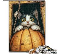 Rompecabezas de Gato en otoño para Adultos y Adolescentes Juegos Divertidos Cada Pieza es única Juego Familiar desafiante y Divertido 50x75cm