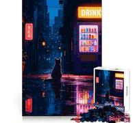 Rompecabezas de Gato en un callejón de la Ciudad lluviosa para Adolescentes, 1000 Piezas, lógica, Pensamiento, Alivio del estrés, Divertido, Cierre sin Costuras, (38x26cm)