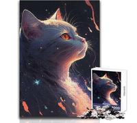 Rompecabezas de Gato Entre Las Estrellas, 1000 Piezas para Adolescentes, Juego Educativo para el Desarrollo de Habilidades, Momentos Especiales, tamaño 38x26cm