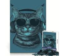 Rompecabezas de Gato Escuchando música para Adolescentes, 1000 Piezas, Pensamiento estratégico, interacción Suave, Ajuste preciso, (38x26cm)