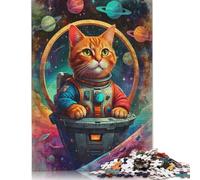 Rompecabezas de Gato Espacial, Astronauta, desafío difícil, 100% cartón Reciclado, Ideal para Mujeres y Hombres, Regalo para el Día de la Madre, 1000 Piezas (75 x 50 cm)