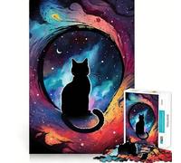 Rompecabezas de Gato Espacial para Adultos, 1000 Piezas, Rompecabezas Mental, pasatiempo Relajante, Montaje de imágenes, Regalo Encantador (38x52cm)