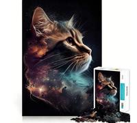 Rompecabezas de Gato Espacial y Estrella Celestial de 1000 Piezas para Adolescentes Juego de lógica Tiempo de Juego cálido Pieza de colección de Arte de Corte preciso (38x52cm)
