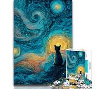 Rompecabezas de Gato Estilo Night Sky para Adultos, 1000 Piezas, Juego de ingenio, decoración de Pared, cumpleaños y Navidad, 38x26cm