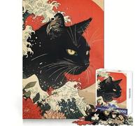 Rompecabezas de Gato Estilo Ukiyo-e de 1000 Piezas para Adolescentes Ideal para concentrarse,aliviar el estrés y divertirse Un Regalo entrañable (38x52cm)