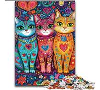 Rompecabezas de Gato Feliz de 1000 Piezas para Adultos, un Juego desafiante y Familiar, cumpleaños, decoración de Pared (26x38cm)
