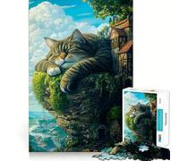 Rompecabezas de Gato Gigante durmiendo de 1000 Piezas para Adolescentes Ideal para Relajarse y desconectar Obra de Arte 38x52cm