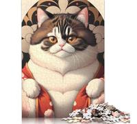 Rompecabezas de Gato Gordo con Kimono: desafiante y Estimulante Rompecabezas de cartón Premium para Adultos y Adolescentes, 1000 Piezas (75 x 50 cm)