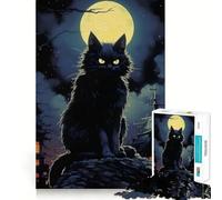 Rompecabezas de Gato Hombre Lobo en Luna Llena para Adultos 1000 Juego Think Boost Estructura de Enclavamiento Precisa Fácil de Aprender Diversión Familiar (50x75cm)