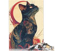 Rompecabezas de Gato japonés Negro, 100% cartón Reciclado, Ideal para niños y Adultos a Partir de 12 años. Regalo para el Día del Padre, 1000 Piezas (26 x 38 cm).