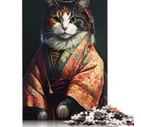 Rompecabezas de Gato Kimono, Materiales amigables, 100% cartón Reciclado, para Mujeres y Hombres, 1000 Piezas (26 x 38 cm)