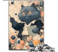 Rompecabezas de Gato Maestro para Adolescentes, 1000 Piezas, un desafío difícil y antiestrés para Decorar el hogar para Mayores de 14 años (50x75cm)