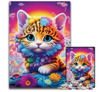 Rompecabezas de Gato mágico de 1000 Piezas para Adultos. Rompecabezas para Adultos, Actividad Familiar, decoración del hogar, Regalo navideño, 50x75cm/19,68x29,52 Pulgadas.