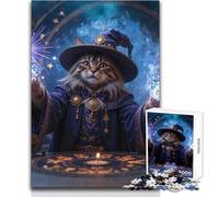 Rompecabezas de Gato Mago lanzando Magia para Adolescentes, 1000 Piezas, resolución de Problemas, Educativo, Divertido, Maravilloso y considerado Regalo, tamaño 50x75cm