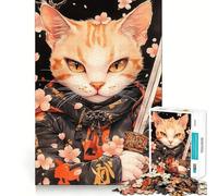 Rompecabezas de Gato MAU Egipcio samurái con Espada para Adultos, 1000 Piezas, Mejora la Memoria, relaja la Mente, Pieza de colección de Arte de Bordes Afilados (38x26cm)