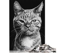 Rompecabezas de Gato Meme Negro, Juego de Bricolaje, Rompecabezas de cartón Premium para Mujeres, Hombres y niños, Regalo para el Día del Niño, 1000 Piezas (26 x 38 cm)