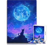 Rompecabezas de Gato Mirando a la Luna para Adultos, 1000 Piezas, Juego Educativo, desafío Mental, Valor Sentimental, tamaño 38x52cm
