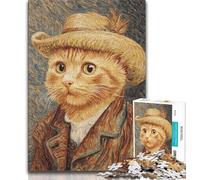 Rompecabezas de Gato Naranja Estilo Night Sky para Adolescentes, 1000 Piezas, Ayuda a ejercitar el Cerebro, Juguetes adictivos para Cultivar la Paciencia, una Obra de Arte de 38x26cm