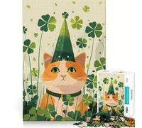 Rompecabezas de Gato Naranja para el Día de San Patricio para Adolescentes, 1000 Piezas, para estimular la Memoria, Juego de Mesa, Montaje de imágenes, (38x26cm)