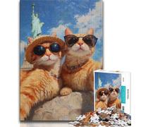 Rompecabezas de Gato Naranja tomándose un Selfie para Adultos, 1000 Piezas, Juguetes educativos, Juegos Familiares, Regalos para Amigos y Familiares, 75x50cm