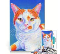 Rompecabezas de Gato Naranja y Blanco para Adultos, 1000 Piezas, Juguete de lógica Resistente, Alivio de tensión, Borde Transparente, Regalo Premium (50x75cm)